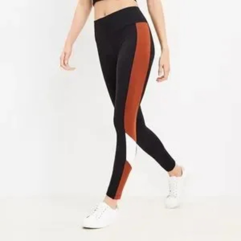 Lou & Grey Black and Brown Color Block Leggings